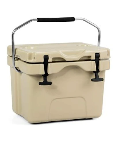 16 Quart 24-Can Capacity Portable Insulated Ice Cooler with 2 Cup Holders