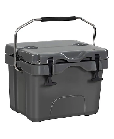 16 Quart 24-Can Capacity Portable Insulated Ice Cooler with 2 Cup Holders