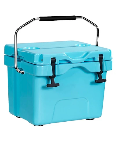 16 Quart 24-Can Capacity Portable Insulated Ice Cooler with 2 Cup Holders