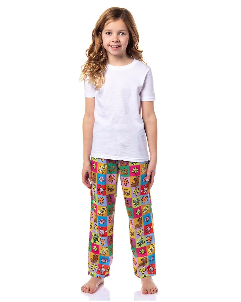 Scooby-Doo Girls' All-Over Print Square Icons Lounge Kids Pajama Pants Sleepwear