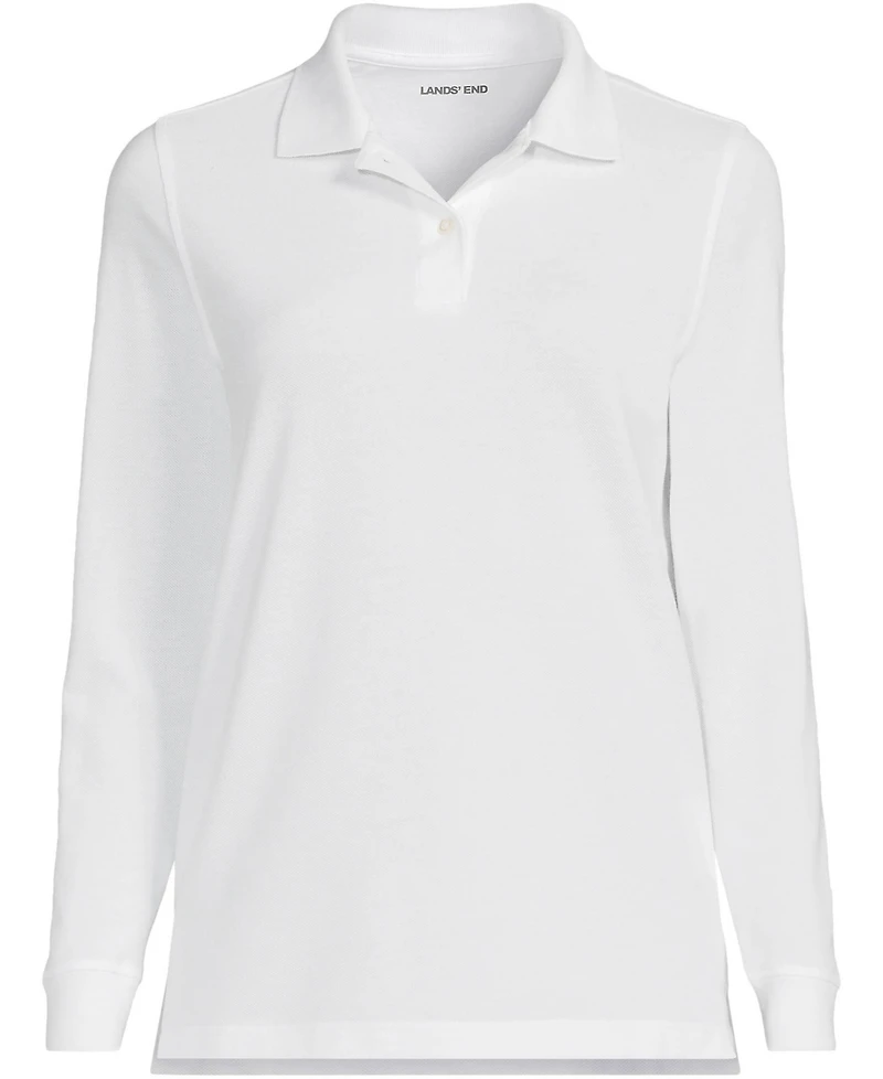 Lands' End Women's School Uniform Long Sleeve Mesh Polo Shirt