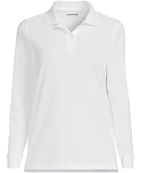 Lands' End Women's School Uniform Long Sleeve Mesh Polo Shirt