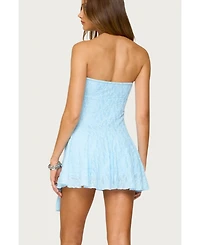Edikted Women's Elaia Asymmetric Strapless Lace Mini Dress