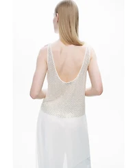 Nocturne Women's Open Back Crystal Stone Detailed Blouse