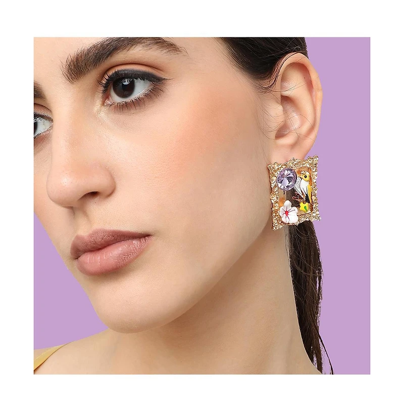 Sohi Floral-Portrait Drop Earrings