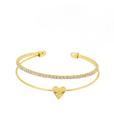 Unwritten Cubic Zirconia Heart Cuff Bracelet