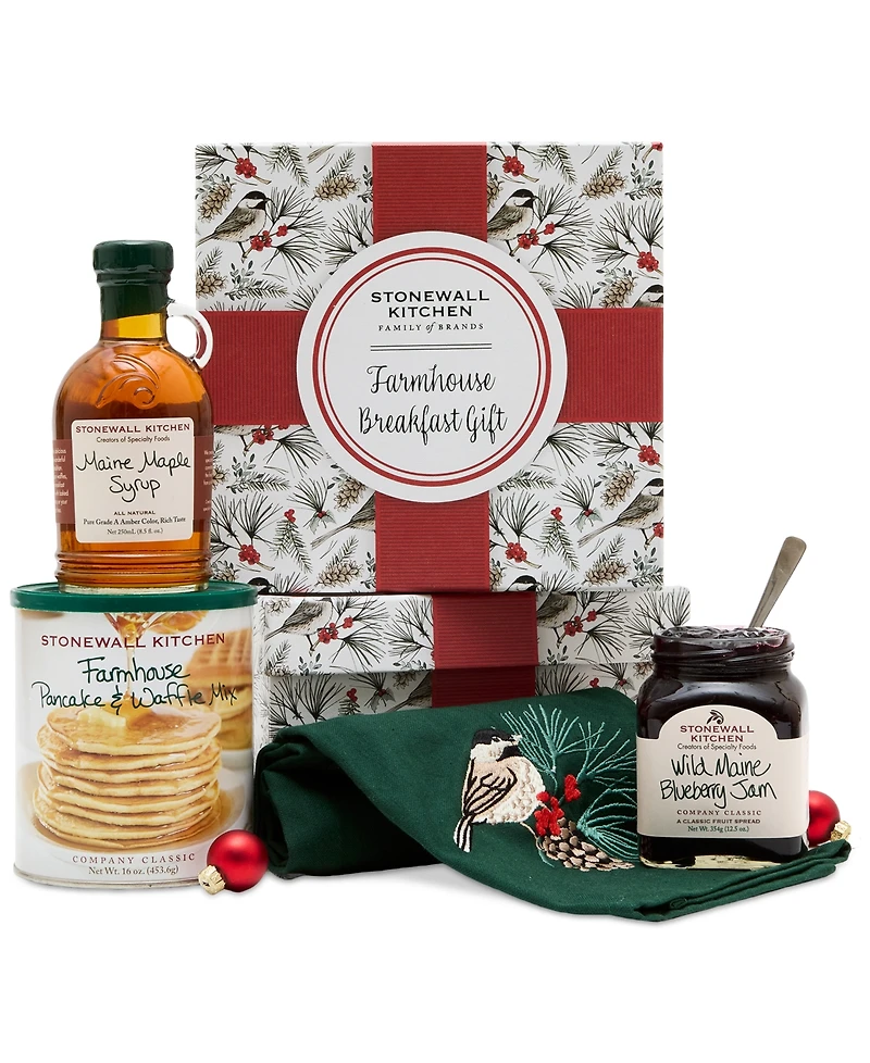 Stonewall Kitchen Holiday Farmhouse Breakfast Gift Box, 4 Piece Set