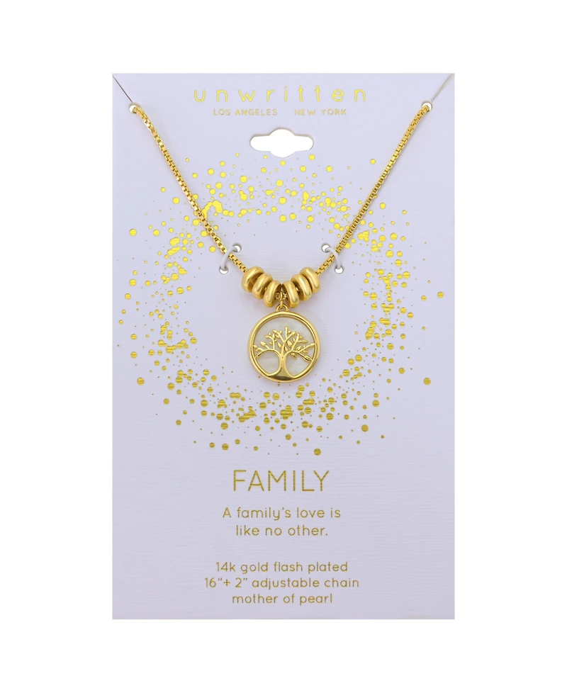 Unwritten Mother of Pearl Family Tree Pendant Necklace