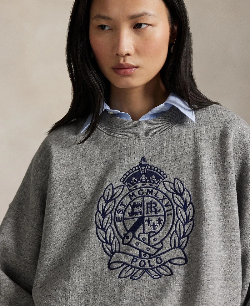 Polo Ralph Lauren Women's Embroidered-Crest Fleece Crewneck