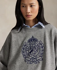 Polo Ralph Lauren Women's Embroidered-Crest Fleece Crewneck