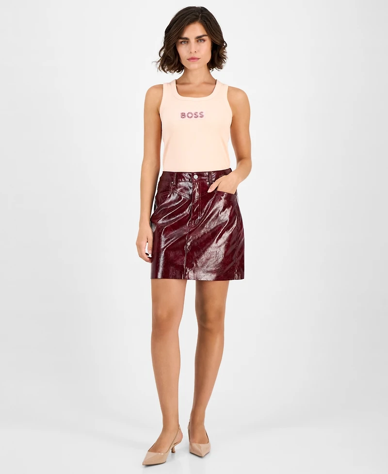 Boss Orange Women's Patent Faux-Leather Mini Skirt
