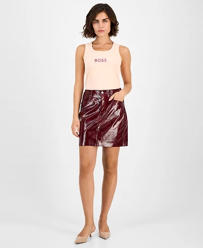 Boss Orange Women's Patent Faux-Leather Mini Skirt