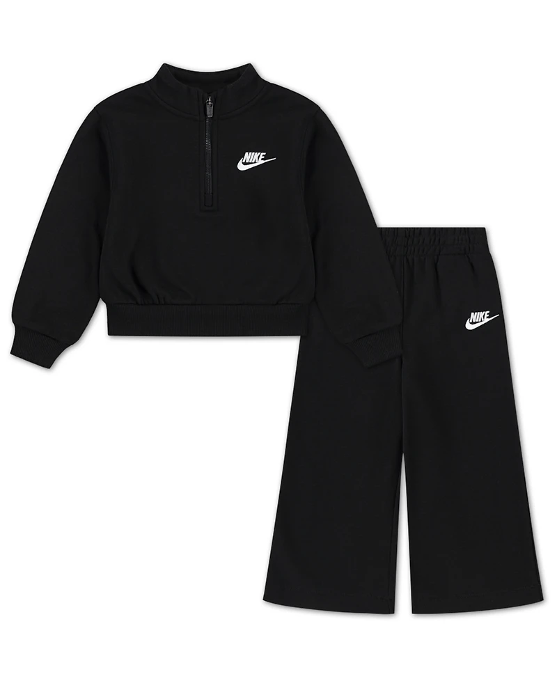 Nike Toddler Girls 2-Piece Wide Leg Club Fleece Top and Pants Set