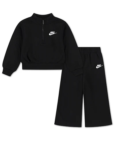 Nike Toddler Girls 2-Piece Wide Leg Club Fleece Top and Pants Set