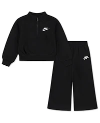 Nike Toddler Girls 2-Piece Wide Leg Club Fleece Top and Pants Set