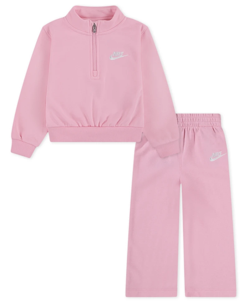 Nike Toddler Girls 2-Piece Wide Leg Club Fleece Top and Pants Set