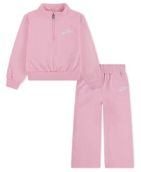 Nike Toddler Girls 2-Piece Wide Leg Club Fleece Top and Pants Set
