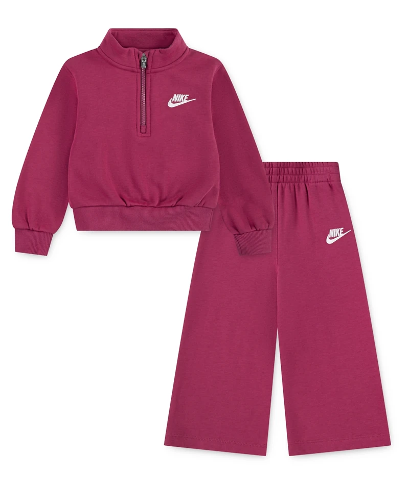Nike Toddler Girls 2-Piece Wide Leg Club Fleece Top and Pants Set