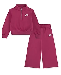 Nike Toddler Girls 2-Piece Wide Leg Club Fleece Top and Pants Set