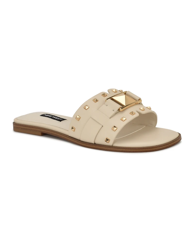 Nine West Women's Griyen Studded Flat Slide Sandals