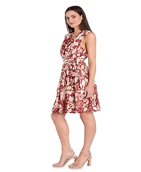R & M Richards Petite Chiffon Printed Surplice Sleeveless Dress