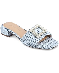 Journee Collection Women's Justina Ornamented Raffia Slide Sandals