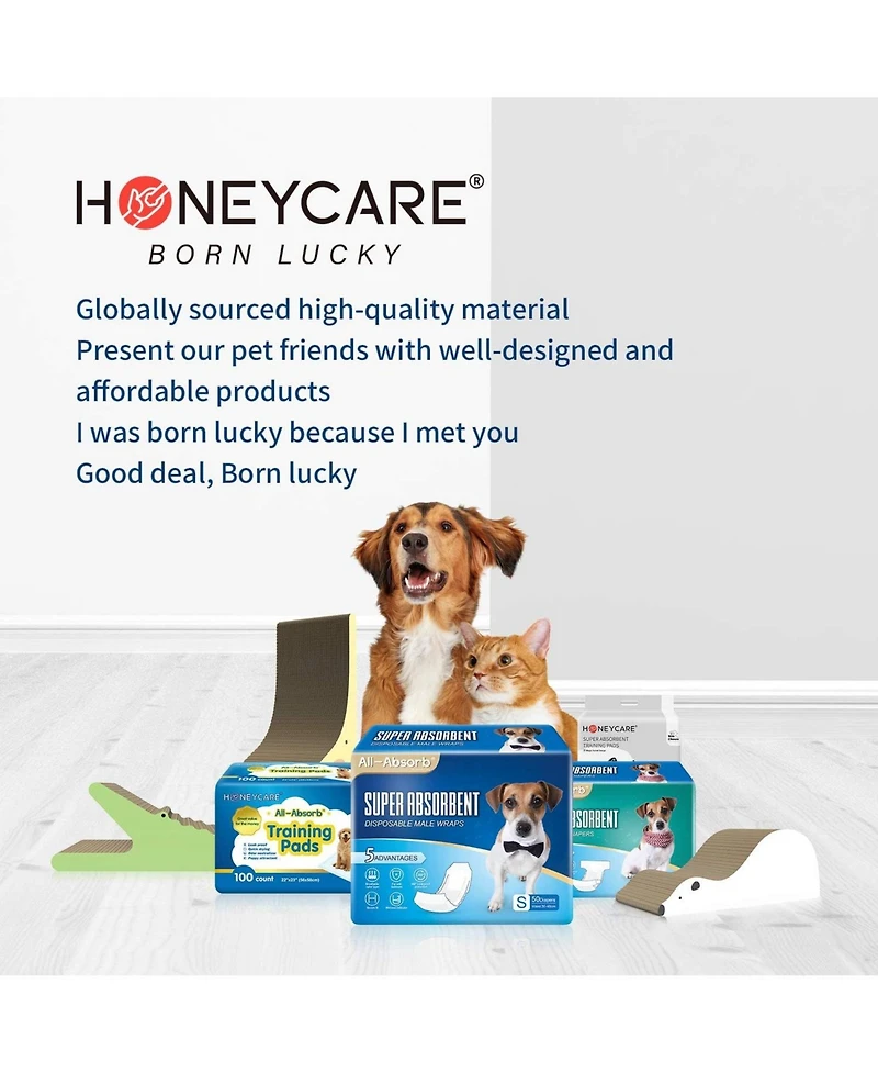 HoneyCare All-Absorb Large Dog and Puppy Training Pads, Ultra Absorbent and Odor Eliminating, Leak-Proof 5-Layer Potty Training Pads with Quick-Dry Su