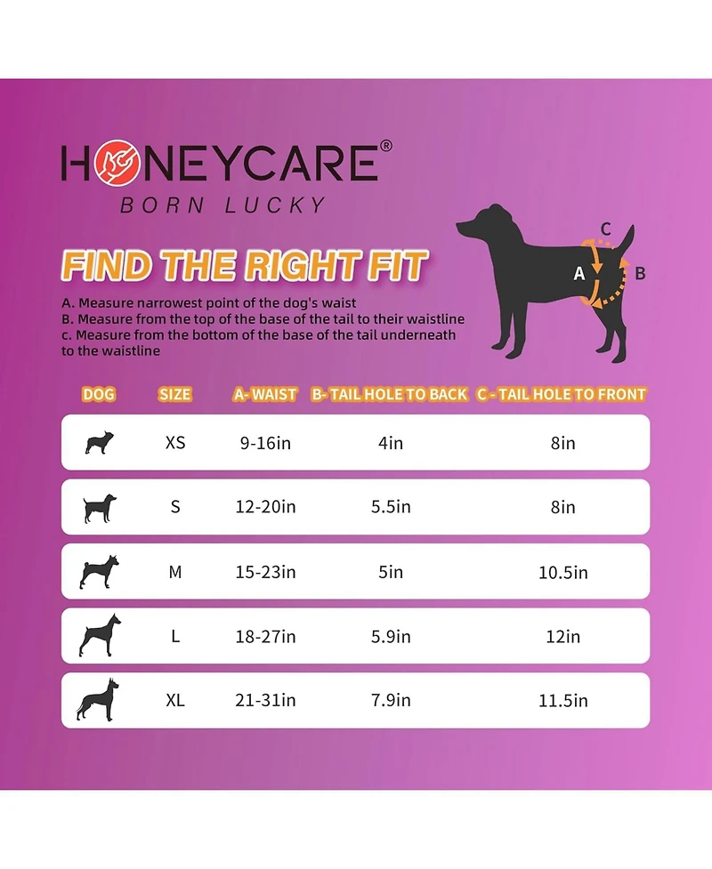 HoneyCare All-Absorb Disposable Female Dog Diapers, Super Absorbent, Breathable, Wetness Indicator Extra Small, 9x16 inches, 100ct