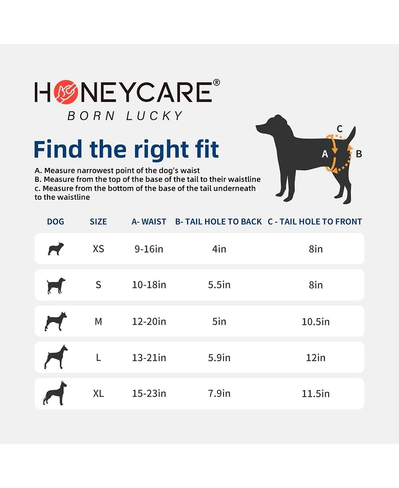 HoneyCare All-Absorb Disposable Female Dog Diapers, Super Absorbent, Breathable, Wetness Indicator, Large, 18-27 inches, 72ct