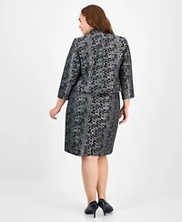 Le Suit Plus Floral Jacquard Sleeveless Sheath Dress