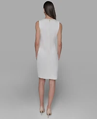 Karl Lagerfeld Paris Women's Scuba Crepe Faux-Pearl Sheath Dress