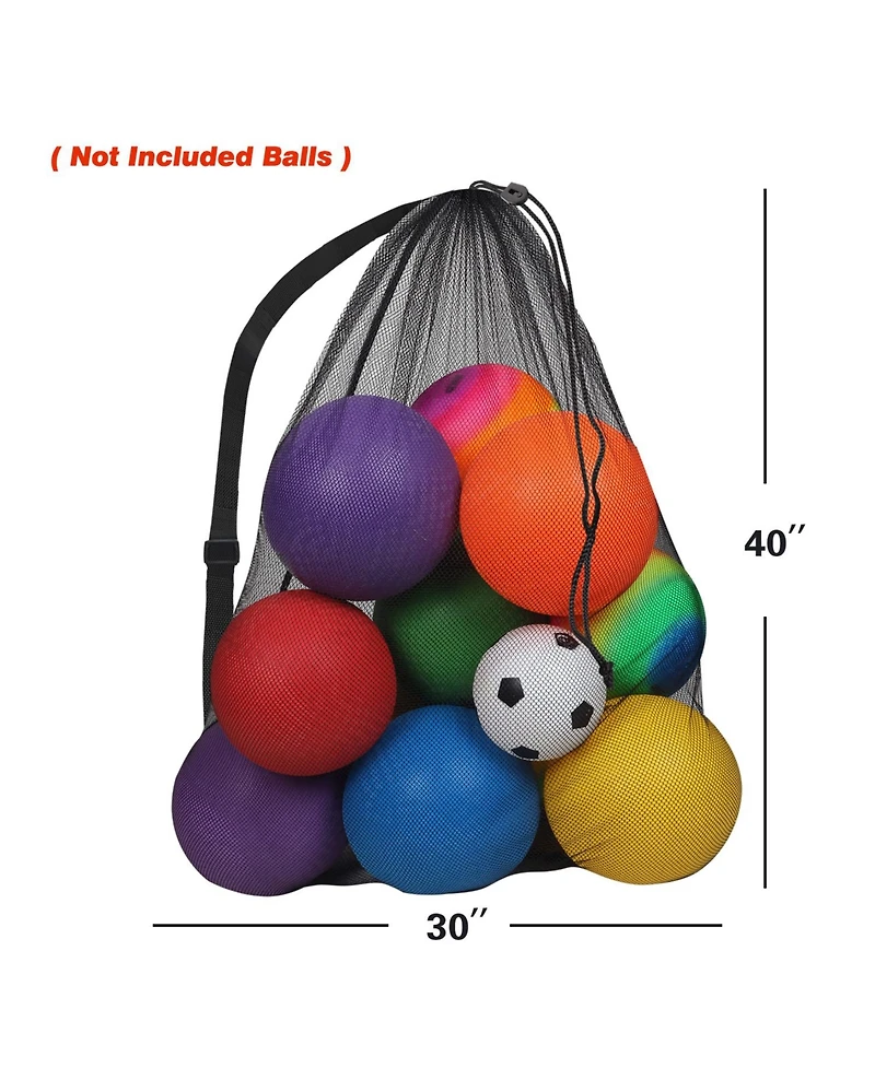30" x 40" Extra-Large Mesh Sports Ball Drawstring Bag with Adjustable Shoulder Strap (Several Colors Available