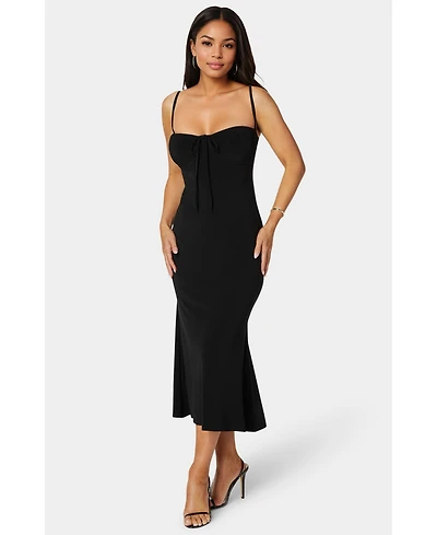 Bebe Women's Bow Front Bustier Knit Slip Midi Dress