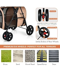 Gymax 4-in-1 Double Pet Stroller w/ Detachable Carrier Travel Carriage for Cats