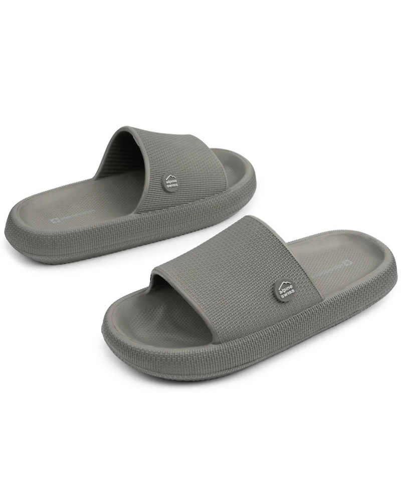 Alpine Swiss Men's Omar Slides Pillow Slippers Ultra Cushioned Cloud Slide Sandal