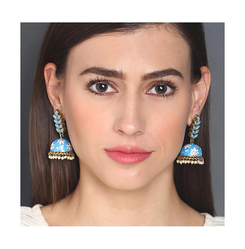Sohi Floral-Enamel Drop Earrings