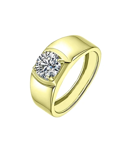 Rachel Glauber Men's Clear Cubic Zirconia Sleek Adjustable Band Ring