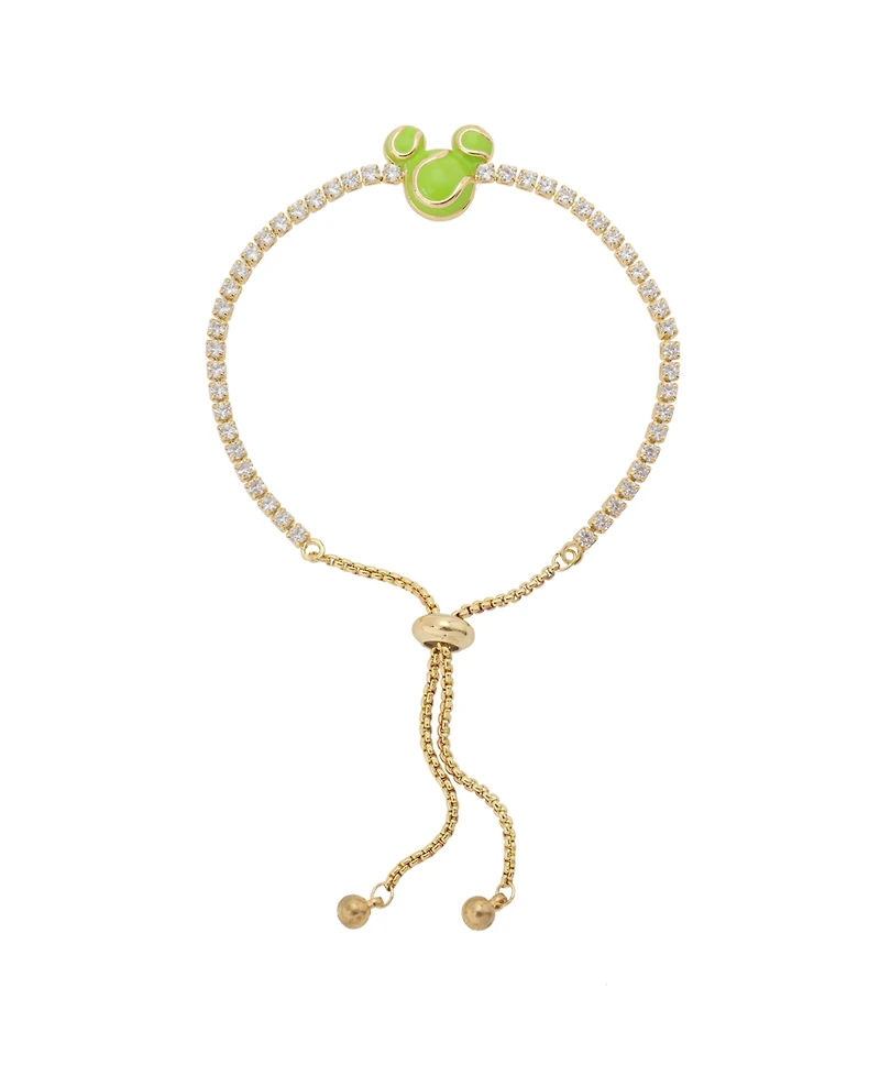 Disney Mickey Mouse Cubic Zirconia Ball Tennis Bolo Bracelet