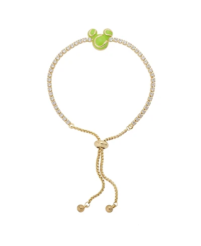 Disney Mickey Mouse Cubic Zirconia Ball Tennis Bolo Bracelet
