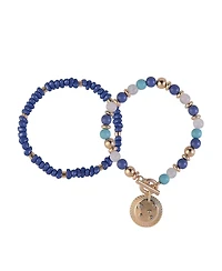 Rachel Rachel Roy Gold Tone and Beaded 2pc Bracelet Set