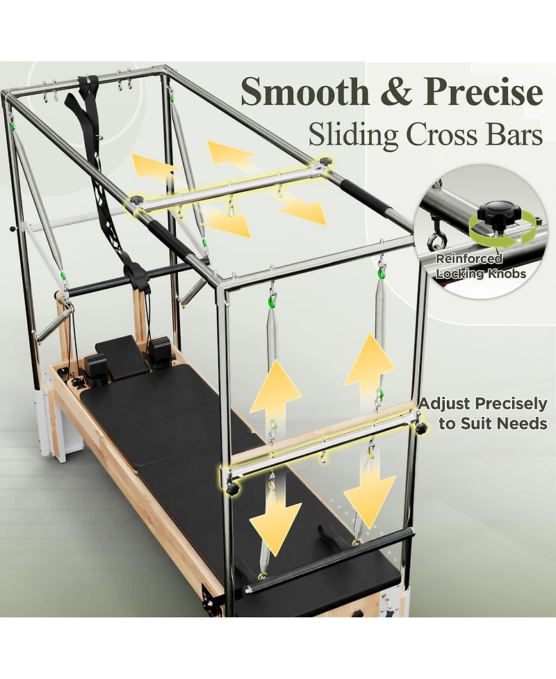 Mikolo Wooden Reformer & Cadillac Trapeze Table – Full Studio Set with Sitting Box