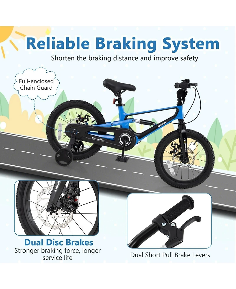 16 Inch Kids Bike Lightweight with Detachable Training Wheels for Aged 4 to 7