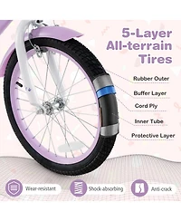 18 Inch Girl Bike with Basket with Detachable Training Wheels for 4-8 Years Old