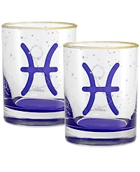 Culver Pisces Zodiac Double Old-Fashioned Glass, Set of 2