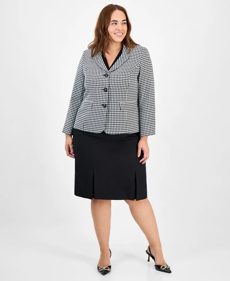 Le Suit Plus Pencil Skirt Houndstooth