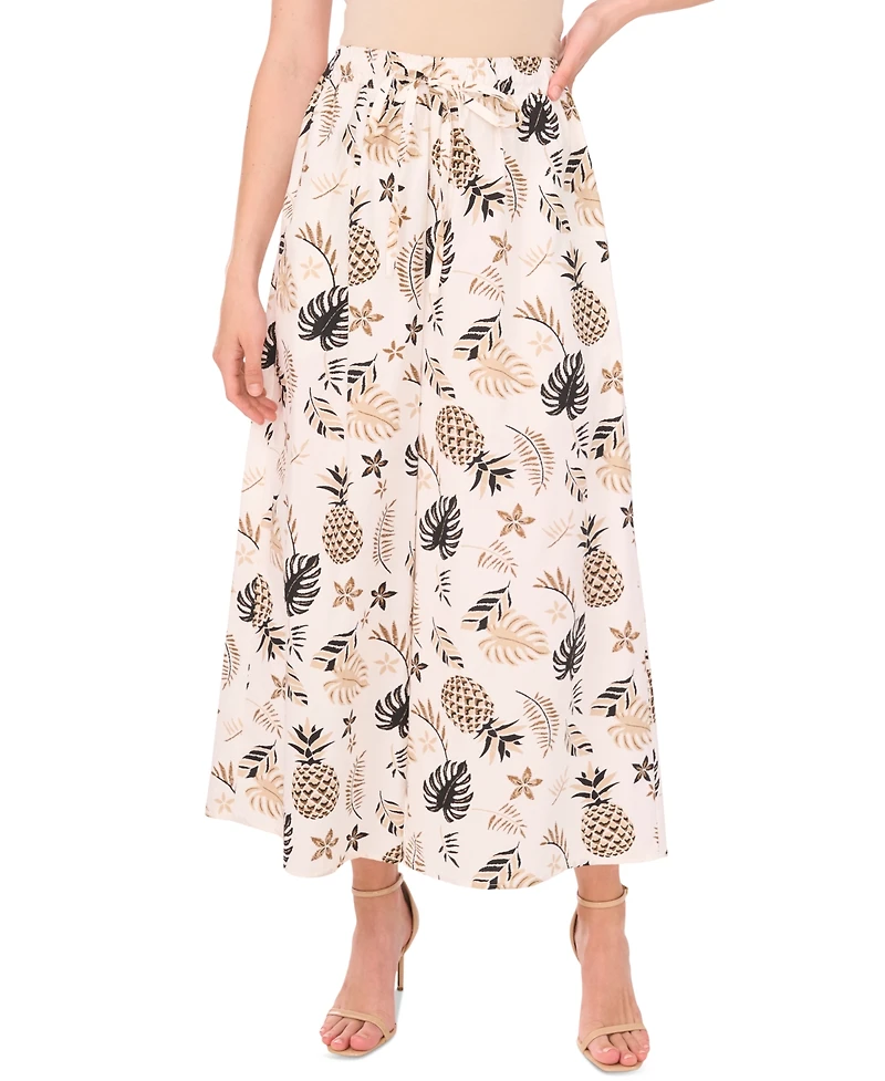 Sam & Jess Women's Printed Pull-On Wide-Leg Pants