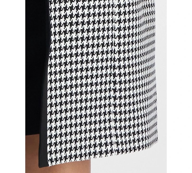 Le Suit Plus Houndstooth Topper Jacket & Sleeveless Dress