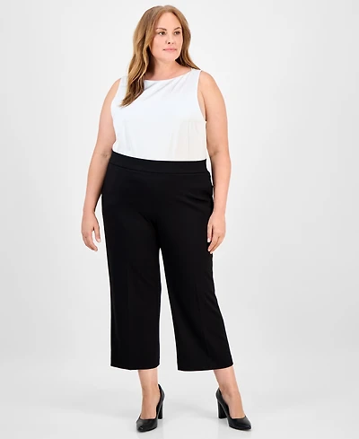 Anne Klein Plus Cropped Wide-Leg Pull-On Pants