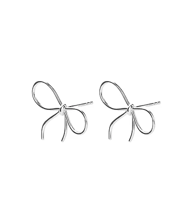 Sterling Silver 18k Gold Plated Colette Chic Ribbon Stud Earrings