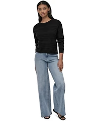 Dkny Jeans Petite Crewneck Open-Stitch Cotton Sweater
